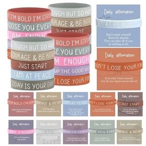Remuuly 100 Pcs Mental Health Awareness Bracelets Positive Affirmation Cards
